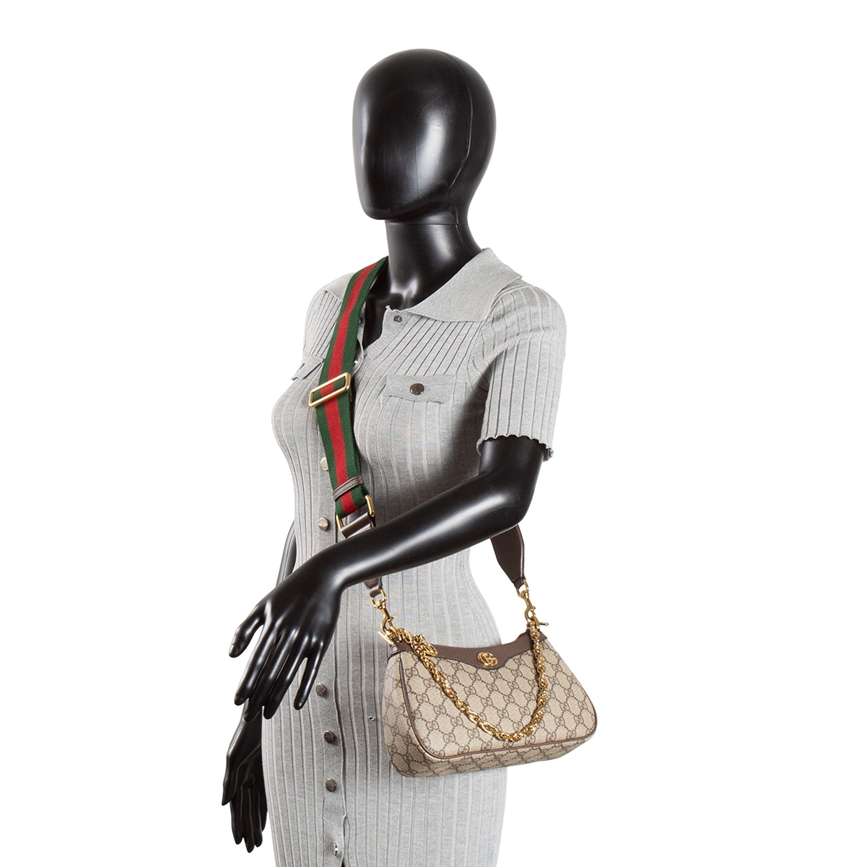 GU GG Supreme Ophidia Small Shoulder Bag - Beige & Ebony