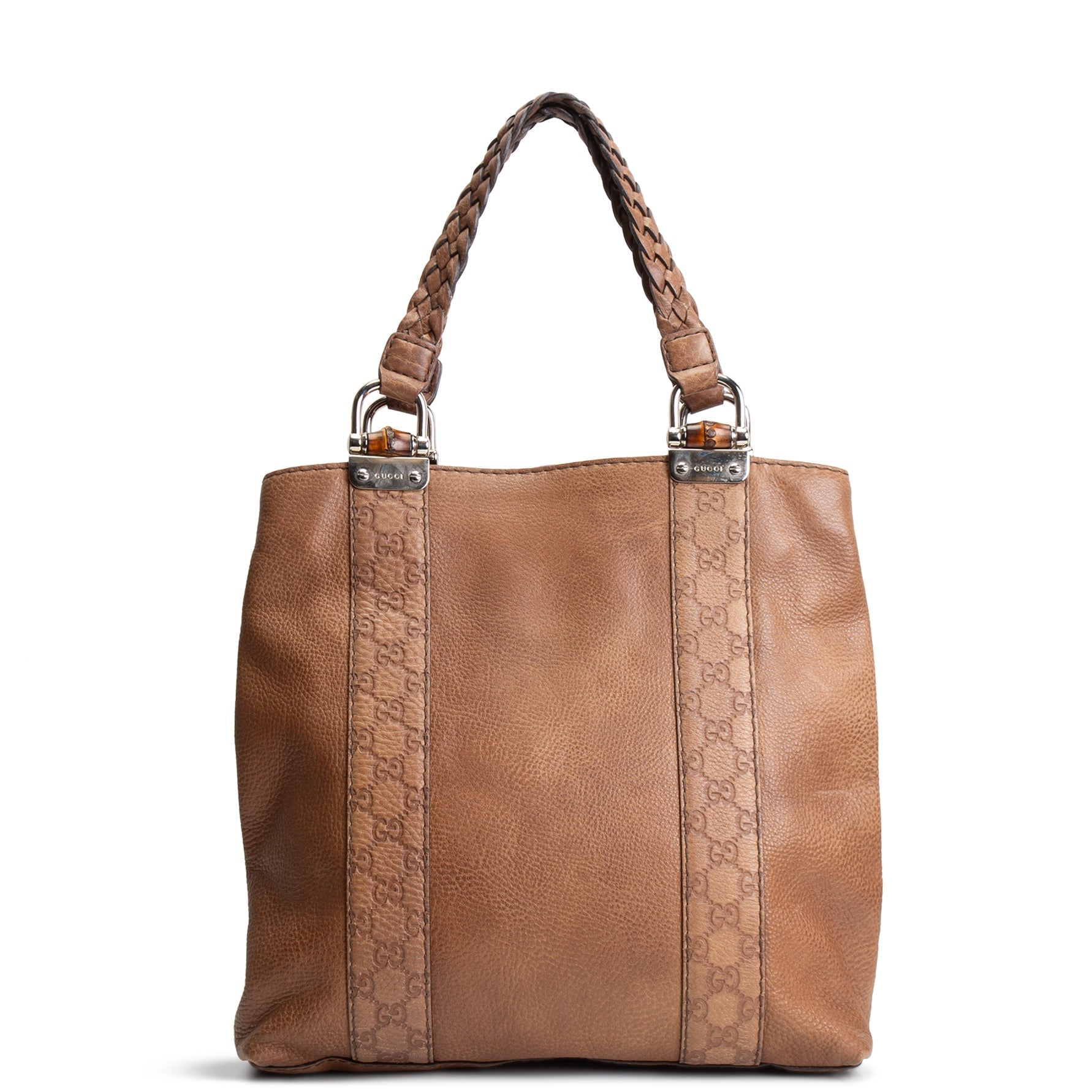 GU Guccissima Bamboo Leather Handbag- Brown OUTLET FINAL SALE