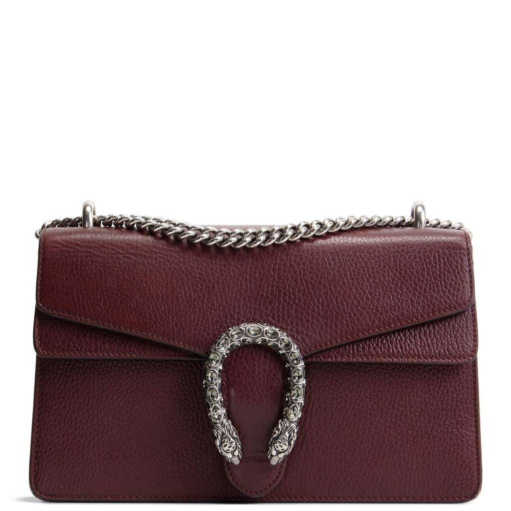 GU Leather Crystal Embellished Dionysus Small - Burgundy