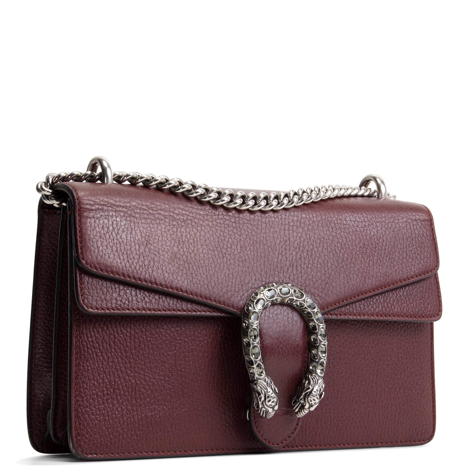 GU Leather Crystal Embellished Dionysus Small - Burgundy