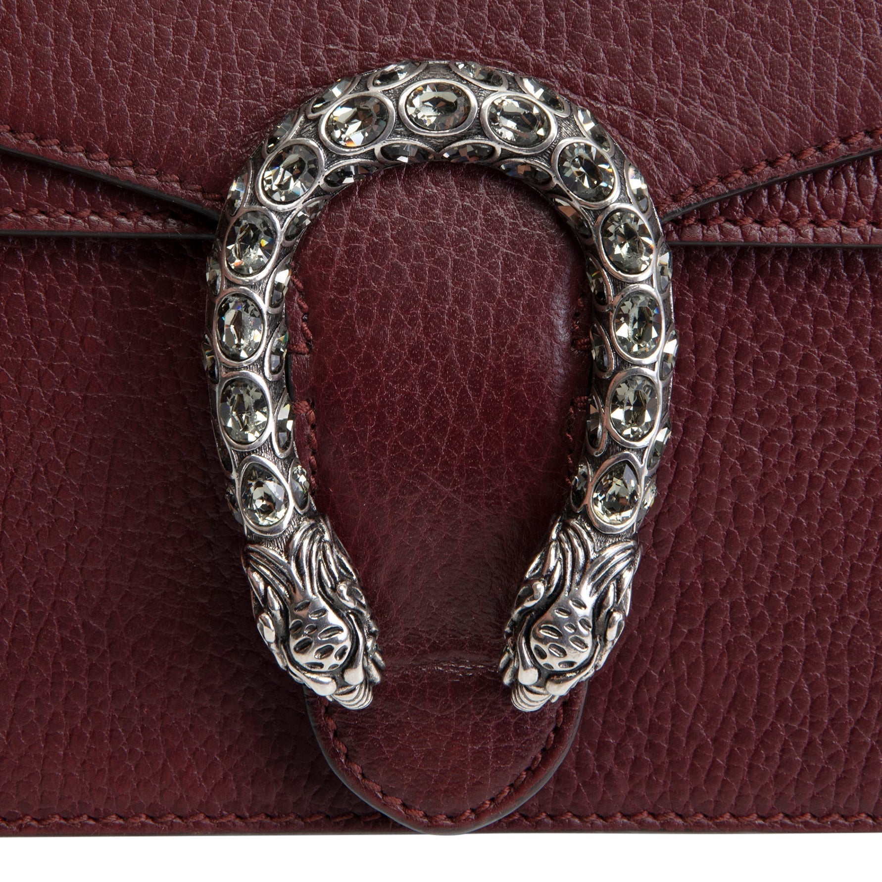 GU Leather Crystal Embellished Dionysus Small - Burgundy