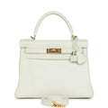 Kelly Retourne 28 White Clemence Gold Hardware