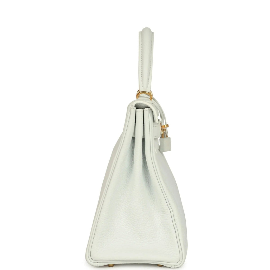 Kelly Retourne 28 White Clemence Gold Hardware