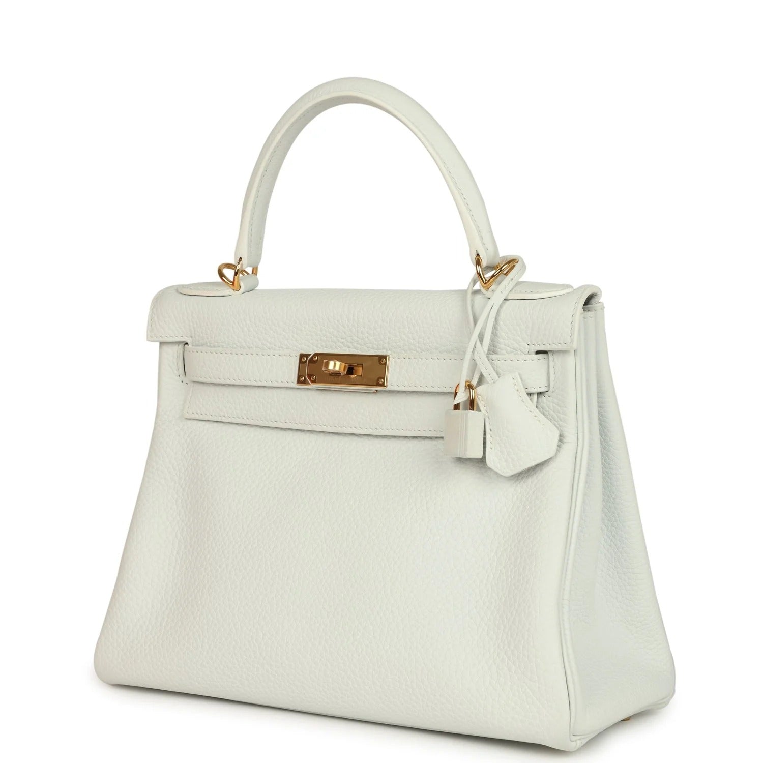Kelly Retourne 28 White Clemence Gold Hardware