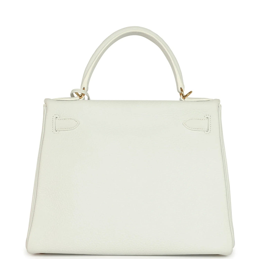 Kelly Retourne 28 White Clemence Gold Hardware