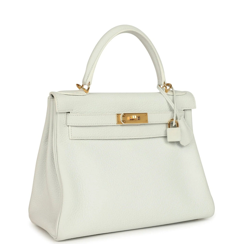 Kelly Retourne 28 White Clemence Gold Hardware
