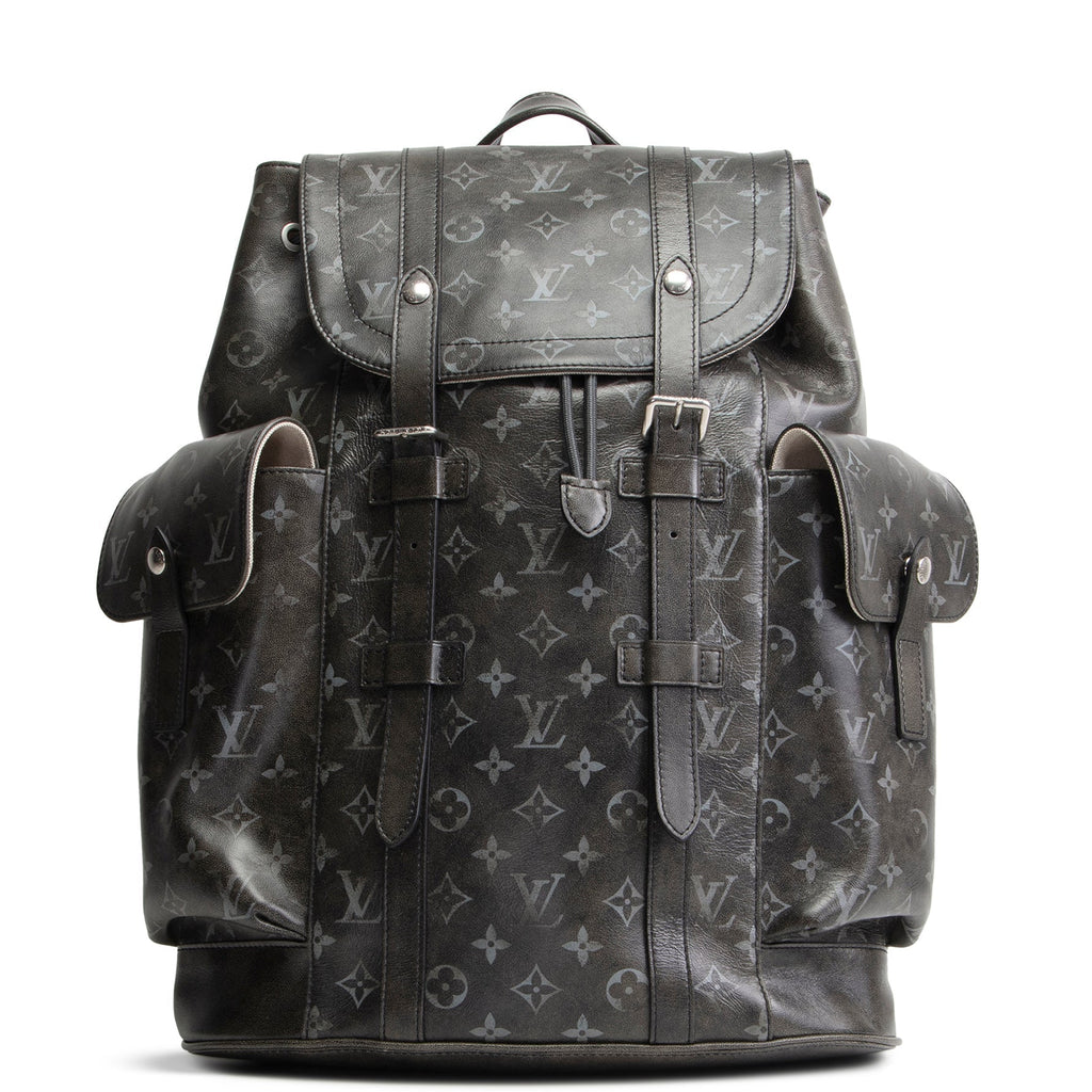 LV Christopher MM Brushed Monogram Eclipse Cowhide Backpack