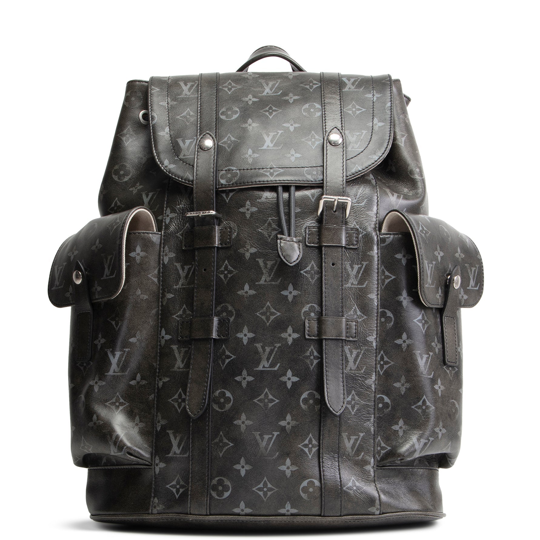 LV Christopher MM Brushed Monogram Eclipse Cowhide Backpack