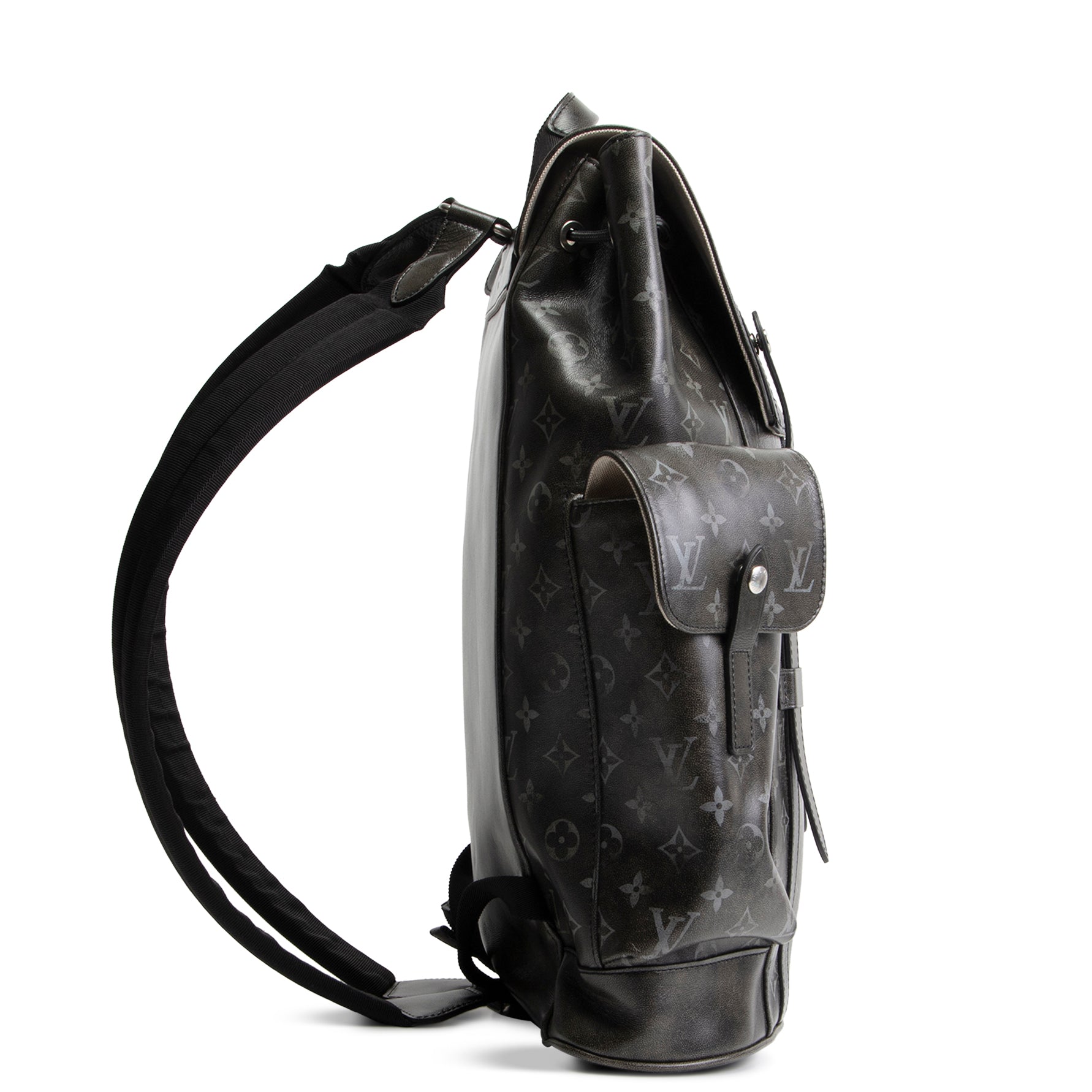 LV Christopher MM Brushed Monogram Eclipse Cowhide Backpack