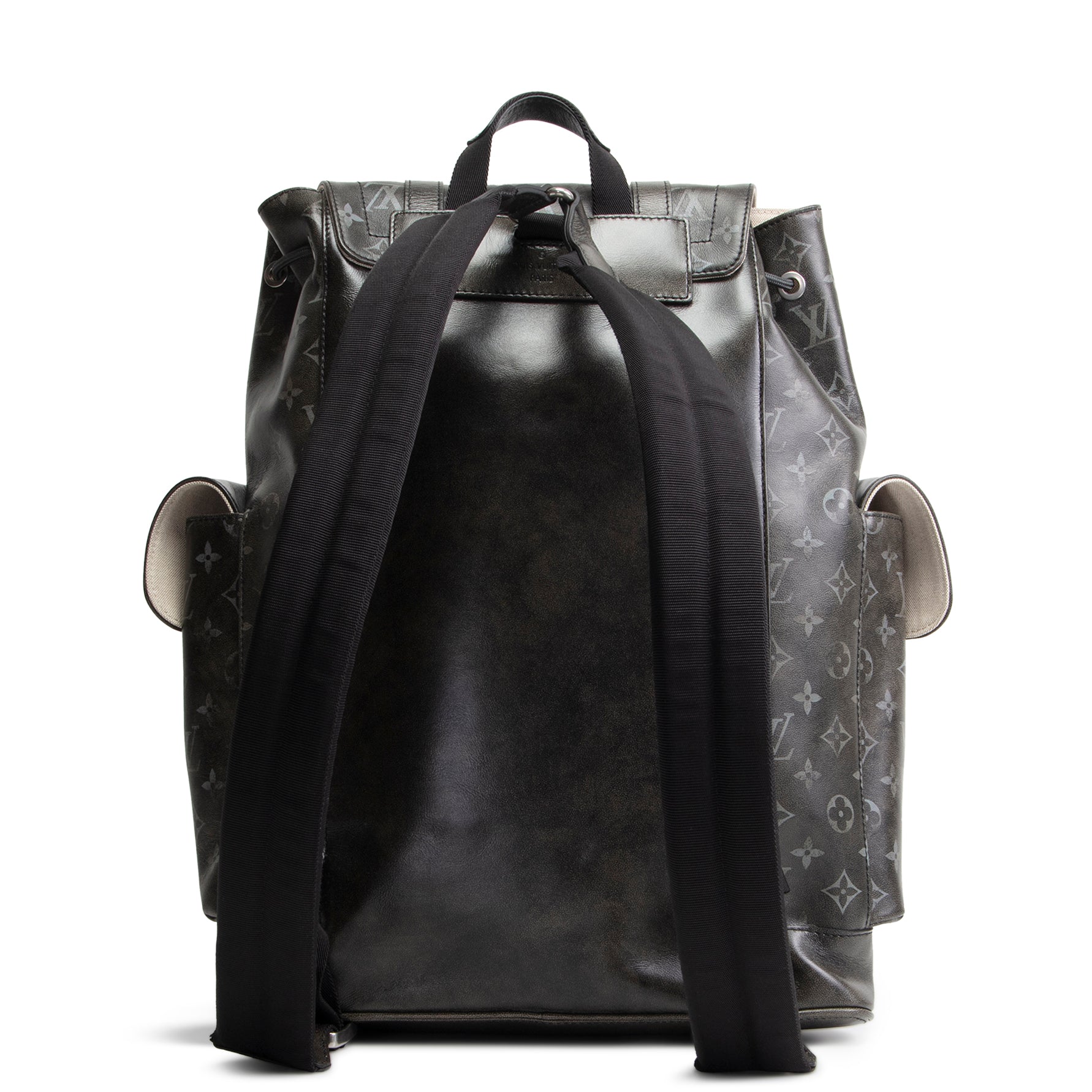 LV Christopher MM Brushed Monogram Eclipse Cowhide Backpack