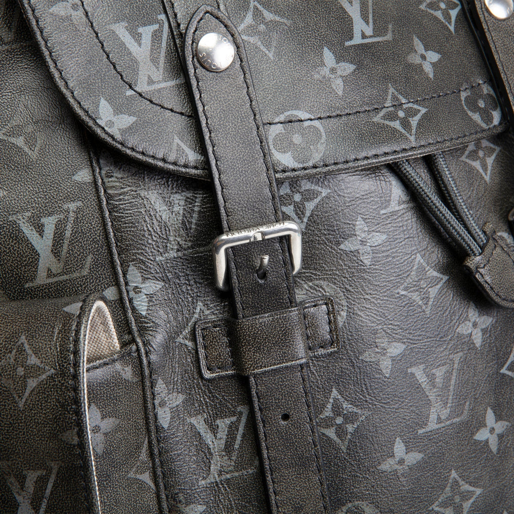 LV Christopher MM Brushed Monogram Eclipse Cowhide Backpack