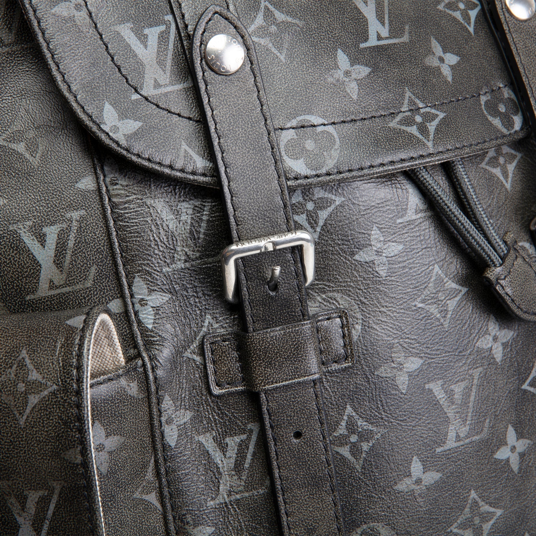 LV Christopher MM Brushed Monogram Eclipse Cowhide Backpack