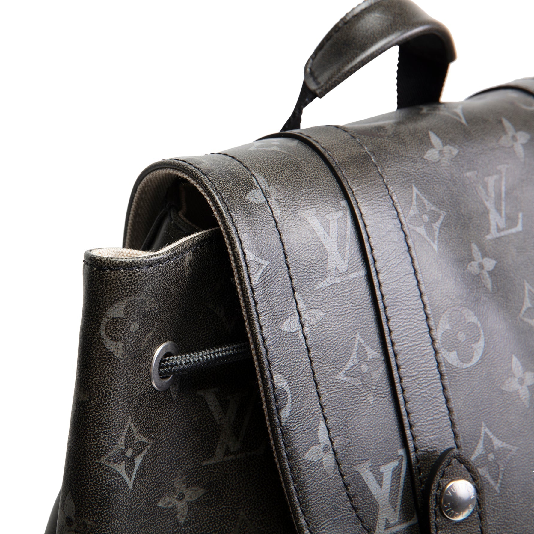 LV Christopher MM Brushed Monogram Eclipse Cowhide Backpack