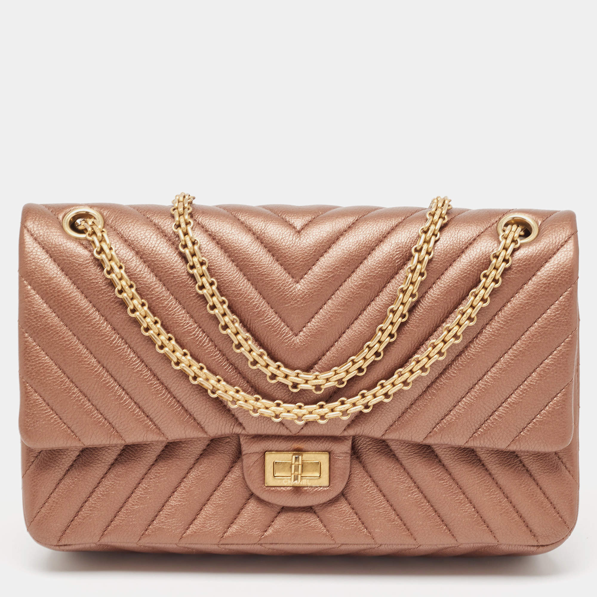 Chanel Bronze Chevron Leather 226 Reissue 2.55 Flap Bag