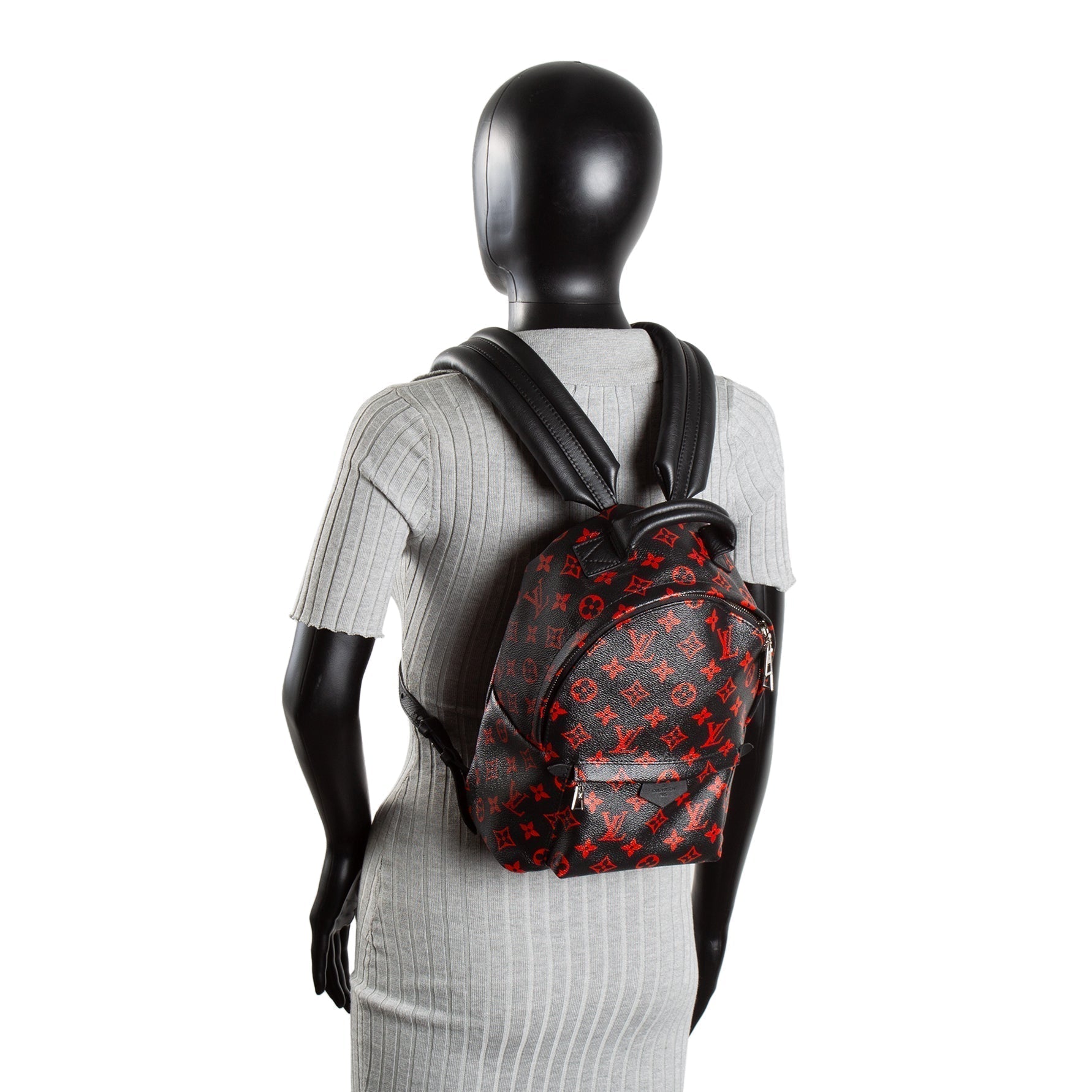 LV Infarouge Monogram Palm Spring PM Backpack - Black/Red