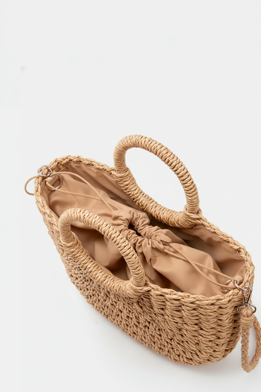 Medium Half-Moon Straw Bag